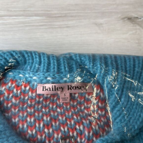 Bailey Rose Cardigan Sweater zip up Size Small blue/white NWT in package - Picture 9 of 9